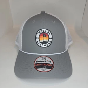 Imperial 1916 Adult Grey White Mid Crown Fit Meshback Performance Rope Hat Cap - Picture 1 of 6