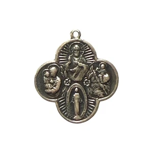 Vintage Sterling Silver Catholic Scapular Medal 4 Way No Chain or Makers Mark - Picture 1 of 3