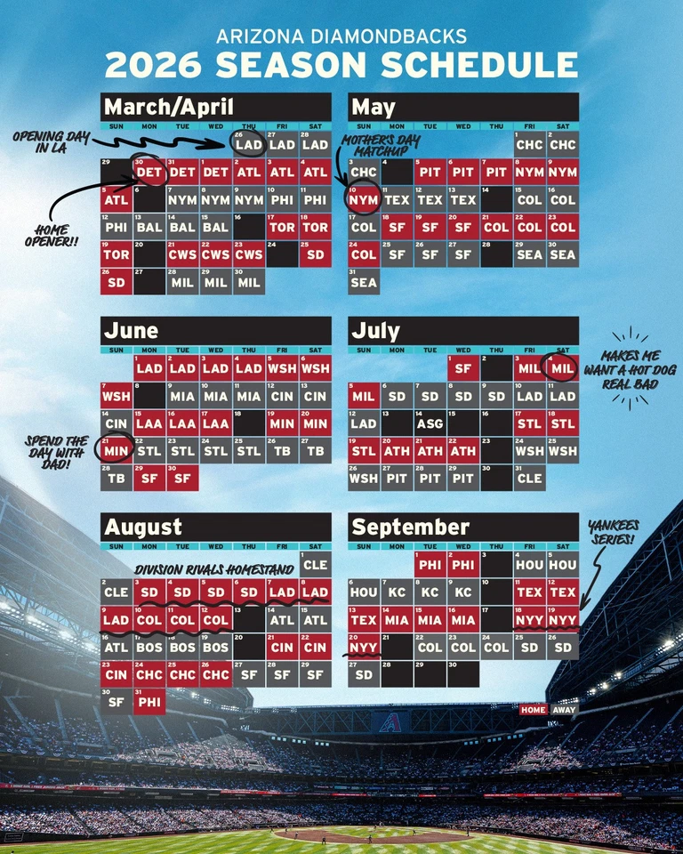 2026 Major League Baseball Teams Schedule Magnets 5" X 3.5"(Choose From List) - Image 1 of 1