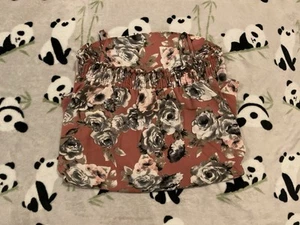 Top donna Moa Moa taglia grande floreale marrone spalle fredde - Foto 1 di 4
