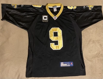 Men's Reebok Drew Brees #9 New Orleans Saints Jersey Black NFL Size 48 - Image 1 of 4
