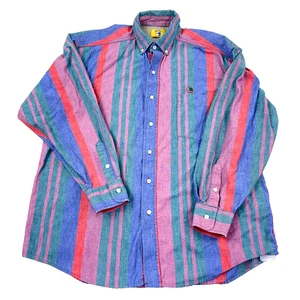 Vintage Duck Head Shirt Men Large Striped Oxford Cloth Colorblock Y2K Preppy - Picture 1 of 12