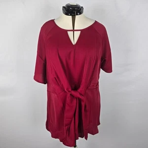 Bloomchic Bluse Damen 2X rot Schlüsselloch geknotet vorne Rüschen Kurzarm Neu mit Etikett - Bild 1 von 13