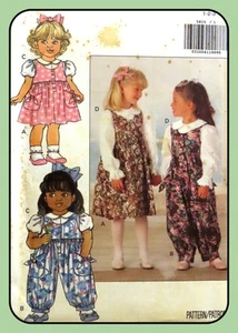 Toddlers JUMPSUIT Pattern JUMPER w BLOUSE Semi-fitted Butterick 5815 Vtg 1991 - Picture 1 of 4