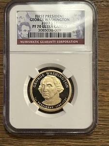 2007-S $1 George Washington Presidential Dollar NGC PF 70 ULTRA CAMEO - Picture 1 of 3