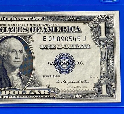 1935-H $ 1 DOLLAR SILVER CERTIFICATE Block E-J UNCIRCULATED - Image 1 of 3