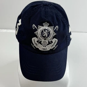 Cappello Ralph Lauren Blackwatch Polo Team cinturino in pelle blu bianco stemma leone #3 - Foto 1 di 5