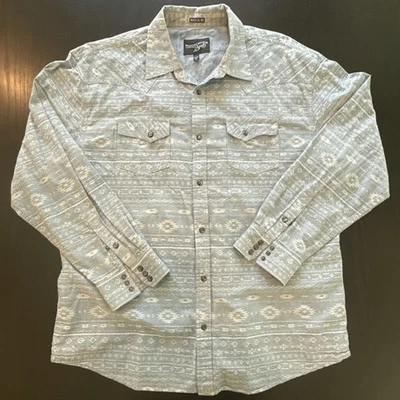 Camisa Moonshine Spirit de Brad Paisley 2XL Azul Azteca Occidental Manga Larga A Presión Foto 1 de 4