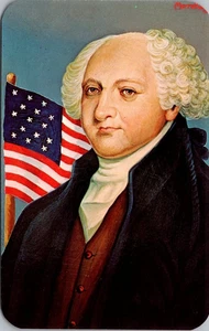 PRESIDENTE JOHN ADAMS Morris Katz 1967 pintura al óleo arte postal - Imagen 1 de 2