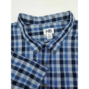 HB Herren 6XL blau kariert Button Down Kurzarm Freizeithemd - Bild 1 von 7