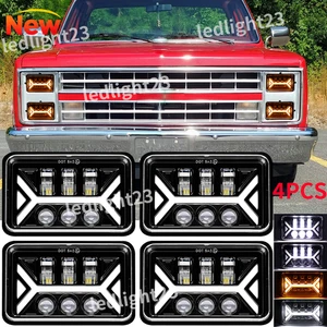 4PCS 4x6" LED Headlights DOT Hi/Lo Beam DRL Fit Chevy C10 Pickup truck 1980-1986 - Picture 1 of 11