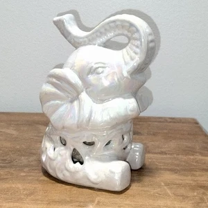 Glückselefant Potpourri Beutelhalter weiß perlmutt Figur Keramik Glanz - Bild 1 von 8
