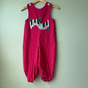 Kelly's Kids Corduroy Jumper Piano Musical Notes Applique Pink Size 5 - Picture 1 of 3