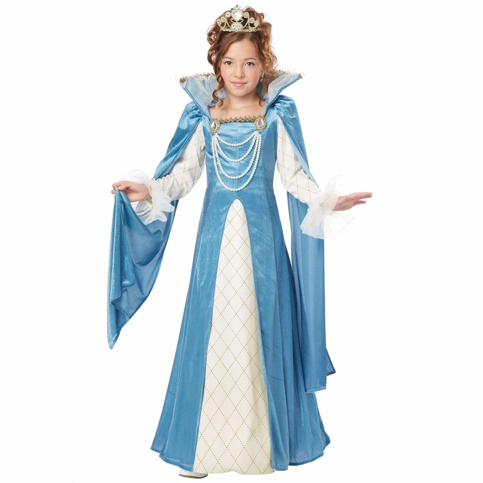 Renaissance Queen Princess Medieval Blue Gown Story Book Week Girls Costume - Image 1 of 1