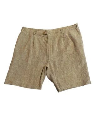 Berle Chino Shorts Men's 40R Brown Checker Linen 8.5 Inch Inseam Pockets Flat - Image 1 of 4