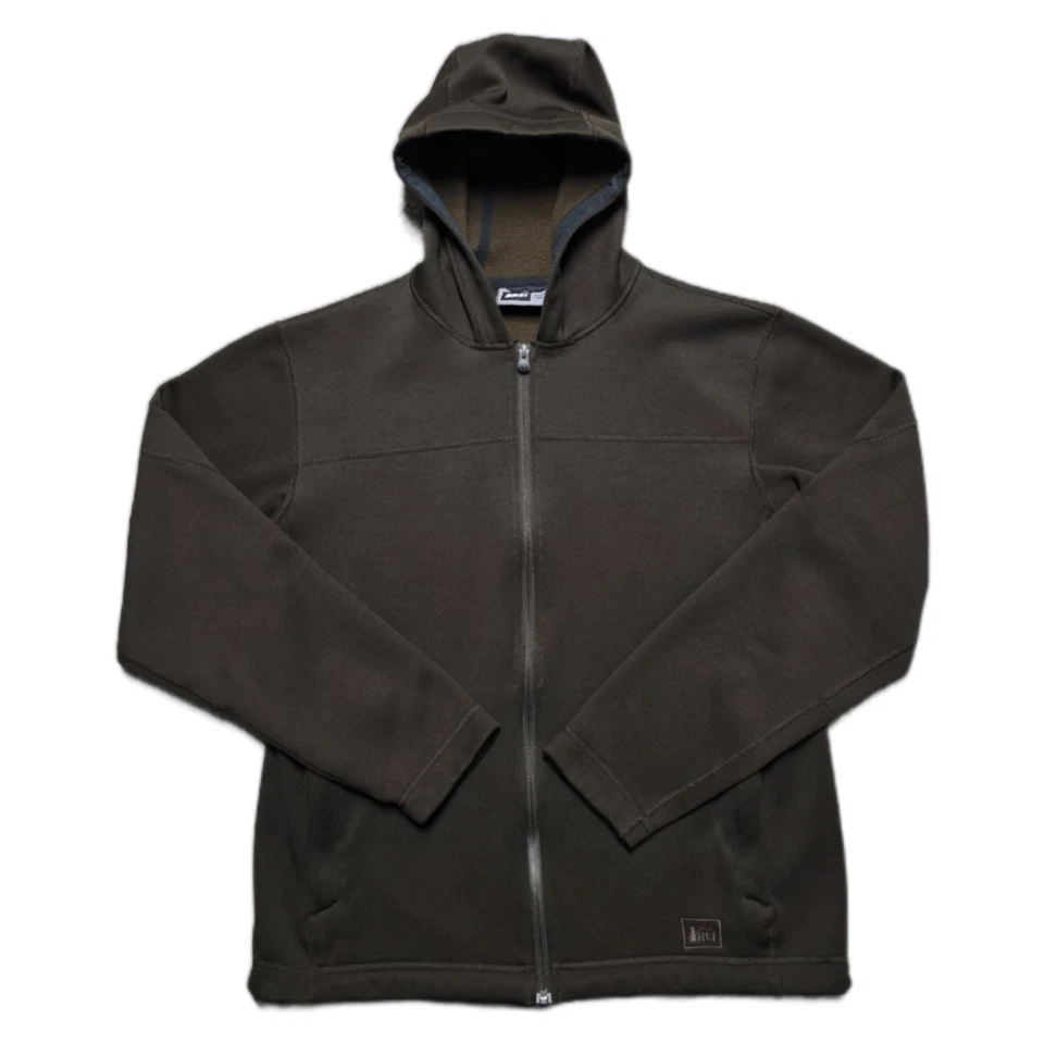 Куртка мужская REI Polartec с флисовой подкладкой на молнии с капюшоном средняя деревянная коричневая - Изображение 1 из 4