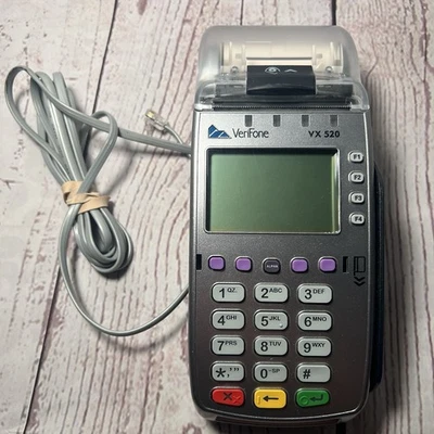 VeriFone VX520 Plateado y Negro, Pantalla LCD POS Terminal de Tarjeta de Crédito Sin Probar Foto 1 de 4