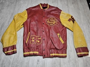 💥Vintage USC Trojans Letterman Jacket Leather XL Basketball Baseball - Bild 1 von 24