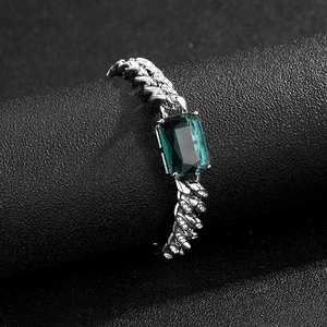 Bracciale cubano strass verdi punk abbagliante street dance 8" hip hop AAA+ 13MM - Foto 1 di 14