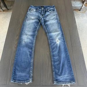 Jeans uomo bootcut nero fibbia BKE 31x36 lavaggio medio blu denim elasticizzato premium - Foto 1 di 18