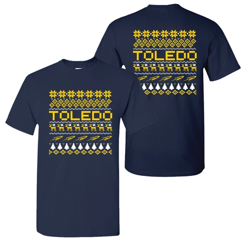 Toledo Rockets Holiday Sweater T-Shirt - Navy Cover