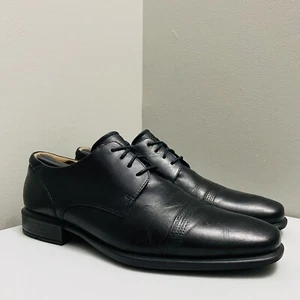 ECCO C691021 Black Leather Oxford Men's Lace Dress Shoes Size: 45 EU/11-11.5 US - Picture 1 of 14