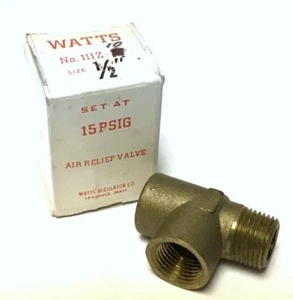 NEW WATTS REGULATOR CO. 111Z-10 AIR RELIEF VALVE 1/2" 15 PSIG (4 AVAILABLE) - Picture 1 of 1
