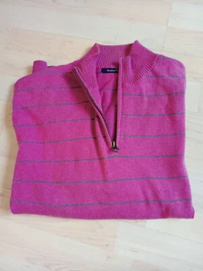 Vintage Massimo Dutti Mens Pink & Grey Zipper Pullover Sweater L, M Size - Picture 1 of 13