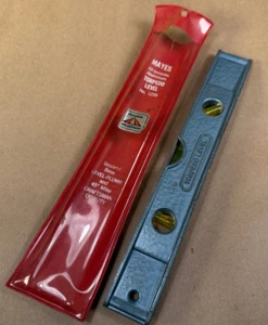 Great Vintage Mayes 9" Torpedo Level No. 1299 Cast Aluminum - in Pouch - USA - Picture 1 of 24