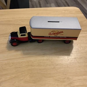 1937 FORD SEMI TRACTOR TRAILER "American Van Lines" COIN BANK Ertyl - Picture 1 of 9