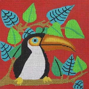 Needlepoint Handpainted Amanda Lawford Toucan 8x8 - Picture 1 of 1