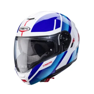 Casco modulare fibra Moto CABERG LEVO X MANTA WHITE BLUE RED apribile helmet - Picture 1 of 4