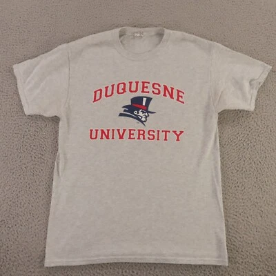 VINTAGE Duquesne Dukes Shirt Mens Medium Gray Cotton Blend Short Sleeve - Image 1 of 4