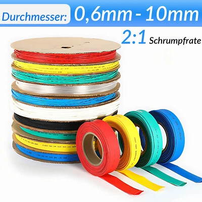 GOO BETTER Manguera termorretráctil en 7 colores, por metro mangueras termorretráctiles 2:1 φ0,6 mm - φ10 mm