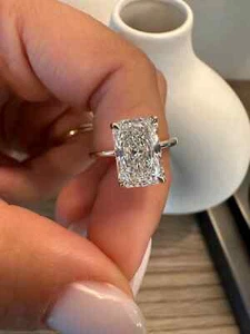 4 Ct Radiant Cut IGI Certified Lab Grown Diamond Solitaire Ring 950 Platinum - Picture 1 of 13