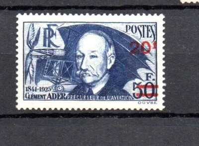 France 1938 overprinted Clement Ader stamp (Michel 495) nice MLH - Image 1 of 2
