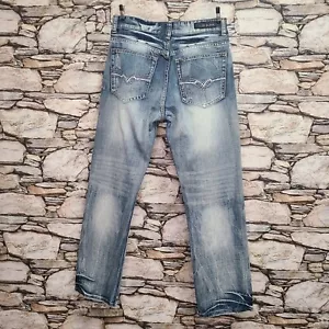 CJ schwarze gerade Herrenjeans Größe 32 x 32 Grunge Acid Wash blau Distressed Denim - Bild 1 von 19