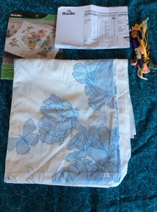 Bucilla Stamped Cross Stitch Lap Quilt Kit 45"X45"-Flowers From The Garden - Picture 1 of 4