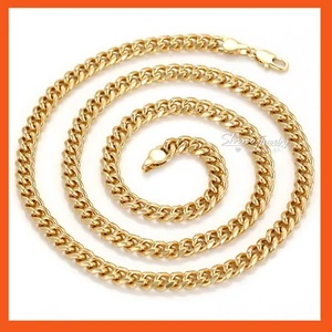 9CT MENS WOMENS YELLOW GOLD FILLED 60CM SOLID 6MM CUBAN CURB RING CHAIN NECKLACE - Bild 1 von 6