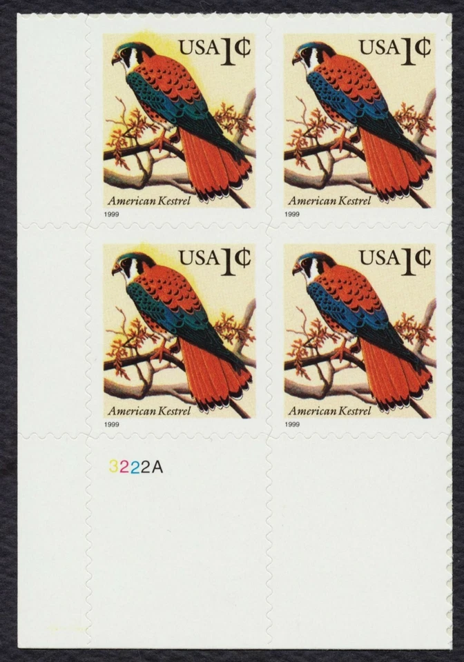 #3031 1c Kestrel, Plate Block LL, COLOR SHIFT/INK SMEAR **ANY 5=FREE SHIPPING* - Image 1 of 1