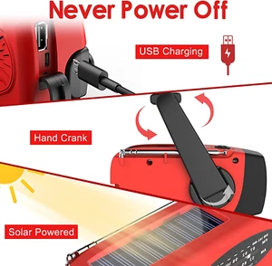 Emergency Hand Crank Radio with LED Flashlight for Emergency, AM/FM NOAA Port... - Picture 1 of 12