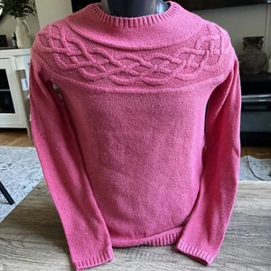 Womens XS Talbots Pink Lilac Cable Knit Heathered Long Sleeve Pullover Sweater - Picture 1 of 6