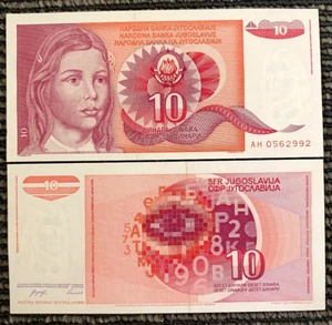 Yugoslavia 10 Dinara Year 1990 Banknote World Paper Money UNC - Picture 1 of 1