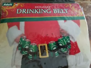 Holiday Drinking Belt Christmas Adult Sz Black Fits 6 Beer Cans #9 - Picture 1 of 2