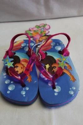 NUEVO Zapatos Dora Chanclas Sandalias Medianas 7-8 Azul Sirena Verano Niñas Pequeñas Foto 1 de 3