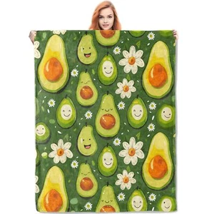 Avocado Throw Blanket 50x60 Playful Fruit Design Blankets for Children's Room... - Picture 1 of 6