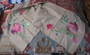 Vintage Arts & Crafts Hand Embroidery Table Top Runner Dresser Shawl 16" x 44" - Picture 1 of 9