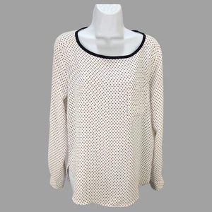Ann Taylor LOFT Bluse Damen klein weiß rot gepunktet Karriere leicht - Bild 1 von 8