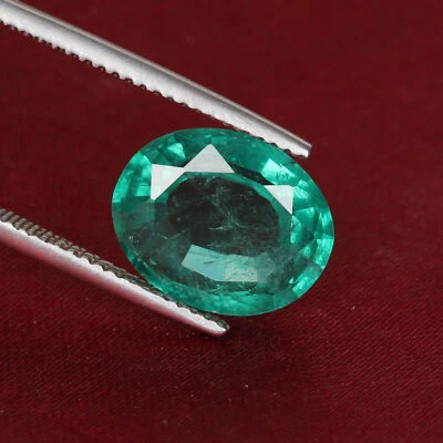 Loose Green Emerald 5.73 Ct. Zambian Oval Cut Lab-grown Stone For Jewelry - Image 1 of 4