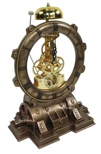 Generator Chiming Bell Gear Desktop Mantle Clock Statue Antique Bronze Finish - Picture 1 of 3